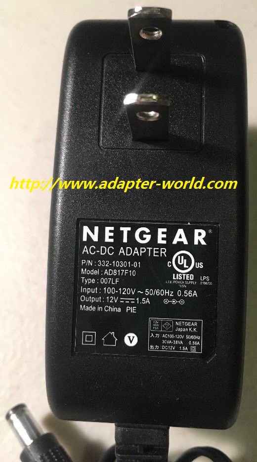 *100% Brand NEW* NetGear 12V 1.5A AD817F10 P/N 332-10301-01 AC-DC Adapter ITE Power Supply Free shipping! - Click Image to Close